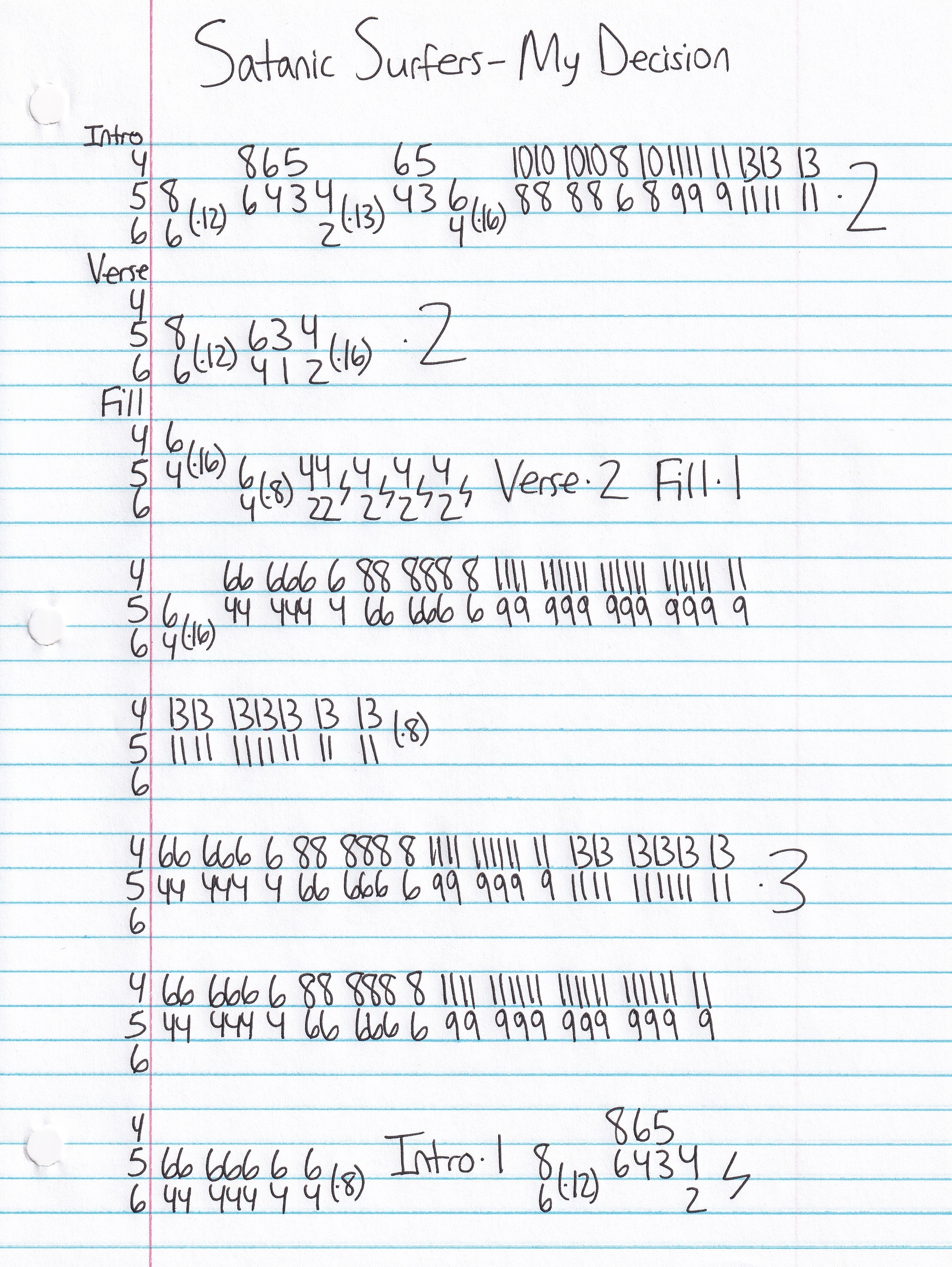 High quality guitar tab for My Decision by Satanic Surfers off of the album Keep Out!. ***Complete and accurate guitar tab!***